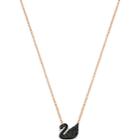 Swarovski Iconic Swan Pendant, Small, Black, Rose Gold Plating