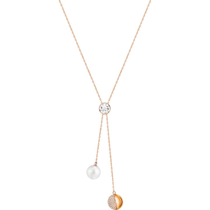 Swarovski Forward Y Necklace, Small, White, Rose Gold Plating