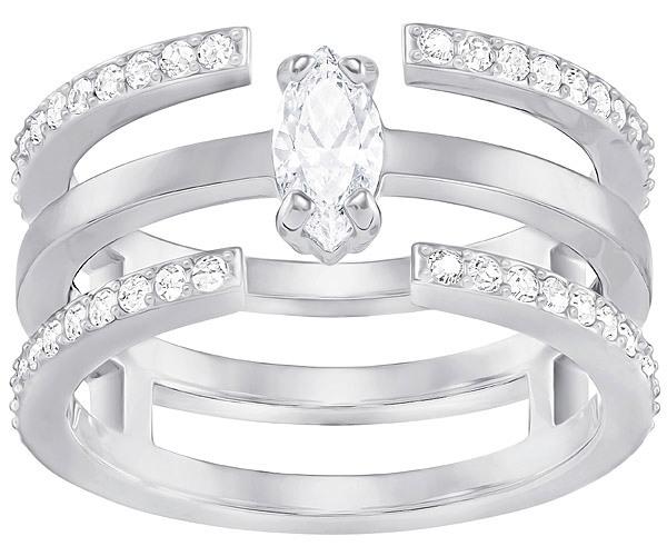 Swarovski Swarovski Gray Ring, Medium, White, Rhodium Plating White Rhodium-plated