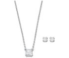 Swarovski Swarovski Attract Square Set, White, Rhodium Plating White Rhodium-plated