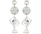 Swarovski Swarovski Nostalgia Triple Drop Pierced Earrings, White, Palladium Plating Violet Rhodium-plated