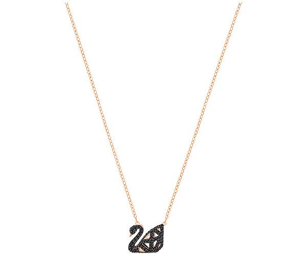 Swarovski Swarovski Facet Swan Necklace, Black, Mixed Plating Black