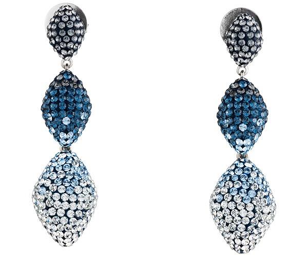 Swarovski Swarovski Moselle Triple Drop Pierced Earrings, Aqua, Palladium Plating Aqua Rhodium-plated