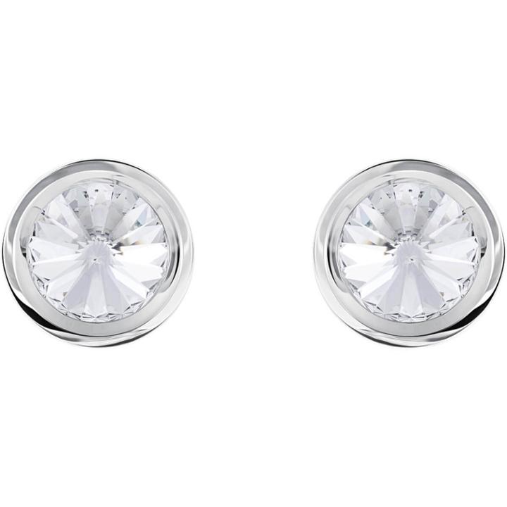 Swarovski Round Cuff Links, White, Stainless Steel