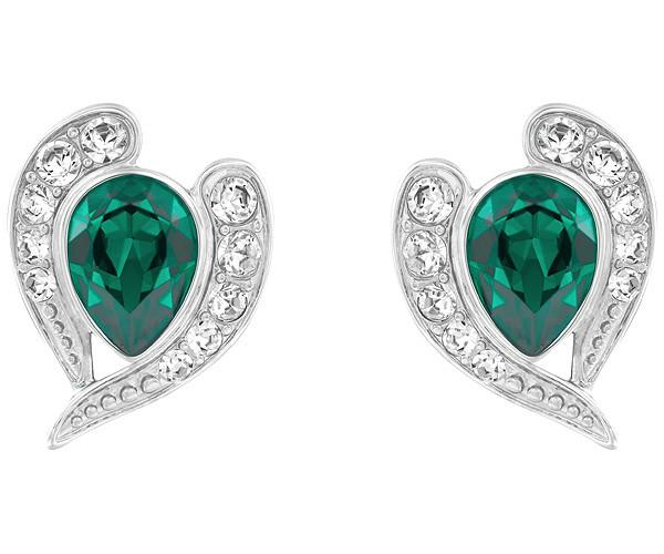 Swarovski Swarovski Chestnut Pierced Earrings Green Rhodium-plated
