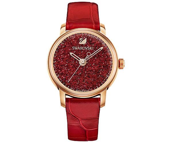 Swarovski Swarovski Crystalline Hours Watch, Leather Strap, Red, Rose Gold Tone Red Rose Gold-plated