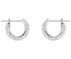Swarovski Swarovski Stone Pierced Earrings, Small, White, Rhodium Plating White Rhodium-plated
