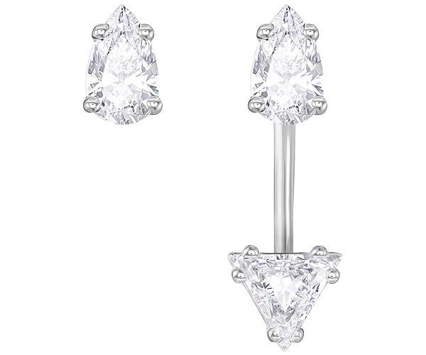 Swarovski Swarovski Attract Triangle Pierced Earrings With Jacket, White White Rhodium-plated