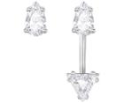 Swarovski Swarovski Attract Triangle Pierced Earrings With Jacket, White White Rhodium-plated