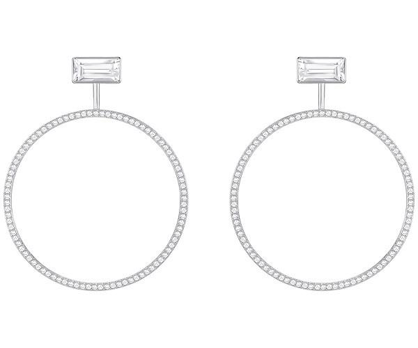 Swarovski Swarovski Hoop Fever Round Pierced Earrings, Large, White, Rhodium Plating White Rhodium-plated