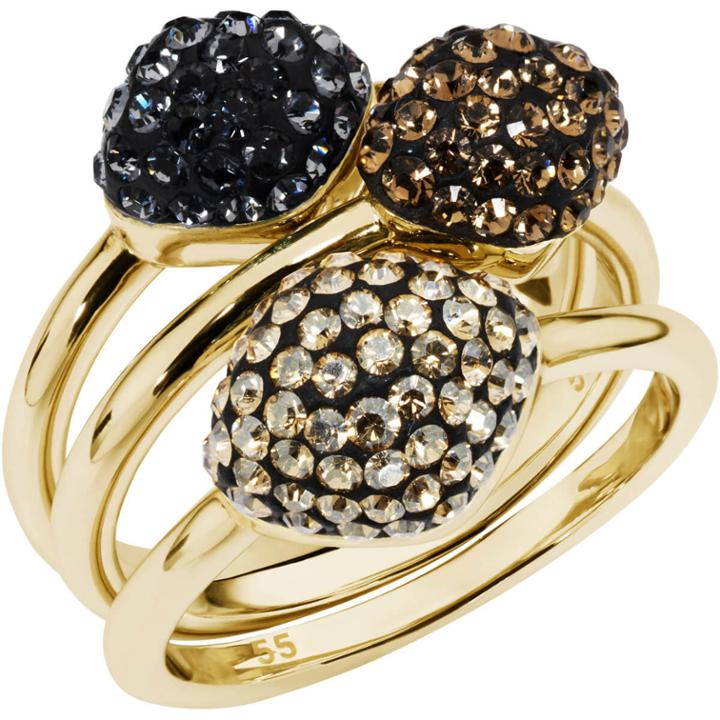 Swarovski Moselle Stacking Ring, Brown, Gold Plating