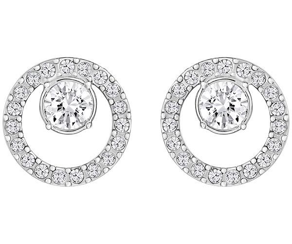 Swarovski Swarovski Creativity Circle Pierced Earrings, Small, White, Rhodium Plating White Rhodium-plated