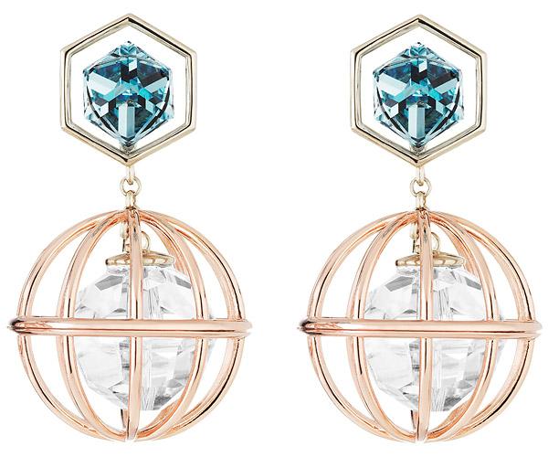 Swarovski Swarovski Nostalgia Stud Pierced Earrings, Gold Plating Light Multi Rose Gold-plated