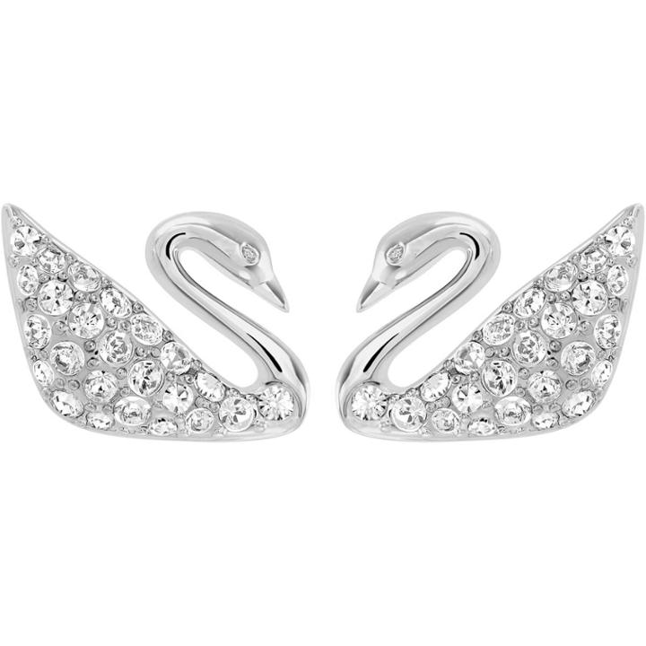 Swarovski Swan Pierced Earrings, White, Rhodium Plating