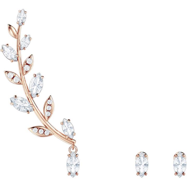 Swarovski Mayfly Pierced Earrings, White, Rose Gold Plating