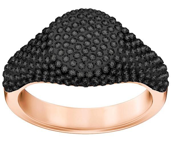 Swarovski Swarovski Stone Signet Ring, Black, Rose Gold Plating Black Rose Gold-plated