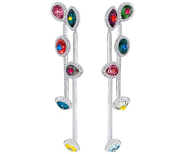 Swarovski Swarovski Luminous Fairy Clip Earrings, Multi-colored, Rhodium Plating Dark Multi Rhodium-plated