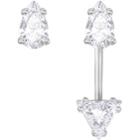 Swarovski Attract Triangle Pierced Earrings With Jacket, White, Rhodium Plating