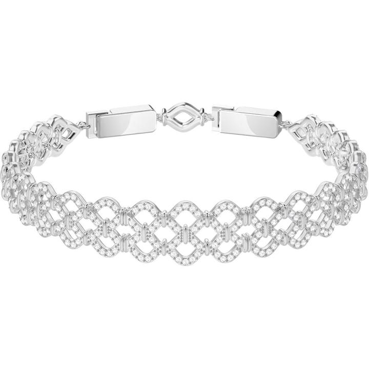 Swarovski Lace Bracelet, White, Rhodium Plating