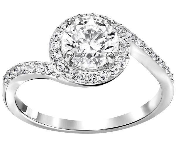 Swarovski Swarovski Attract Light Swirl Ring, White, Rhodium Plating White Rhodium-plated