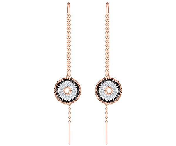 Swarovski Swarovski Lollypop Chain Pierced Earrings, Multi-colored, Rose Gold Plating White Rose Gold-plated