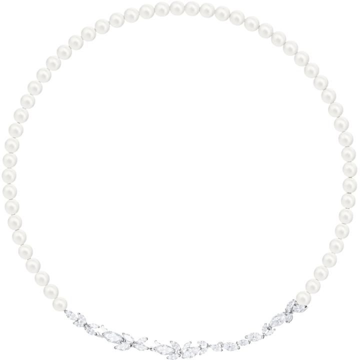 Swarovski Louison Pearl Necklace, White, Rhodium Plating