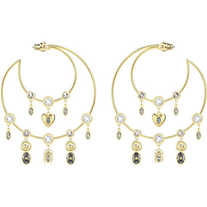 Swarovski Magnetic Hoop Pierced Earrings, Multi-colored, Gold Plating