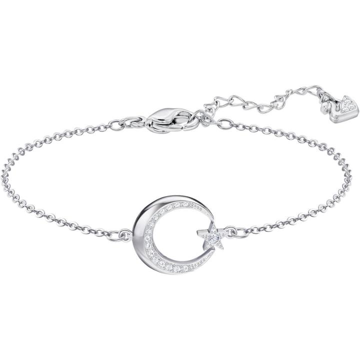 Swarovski Crescent And Star Bracelet, White, Rhodium Plating