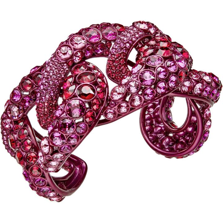 Swarovski Tabloid Cuff, Multi-colored, Pink Lacquer Plating