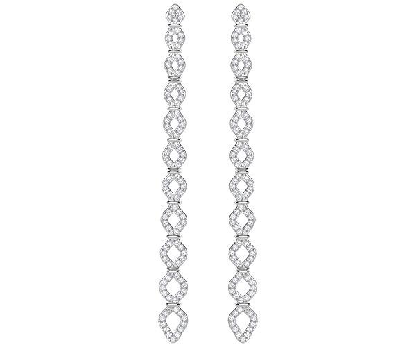 Swarovski Swarovski Lace Pierced Earrings, White, Rhodium Plating White Rhodium-plated