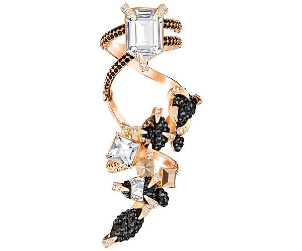 Swarovski Swarovski Manor Ring, Multi-colored, Rose Gold Plating Dark Multi Rose Gold-plated