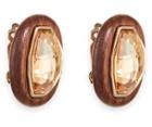 Swarovski Swarovski Wood Crystallized Clip Earrings, Gold Plating Brown Gold-plated