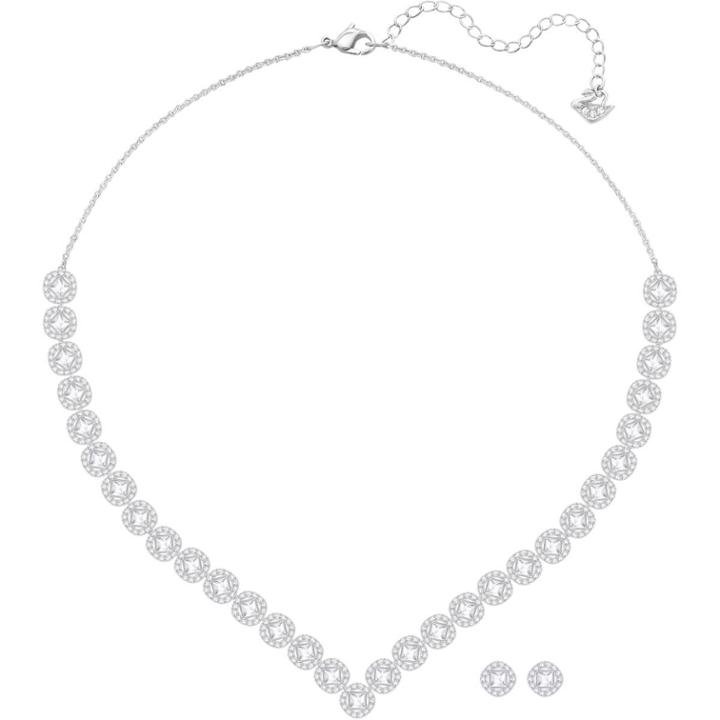 Swarovski Angelic Square Set, Large, White, Rhodium Plating