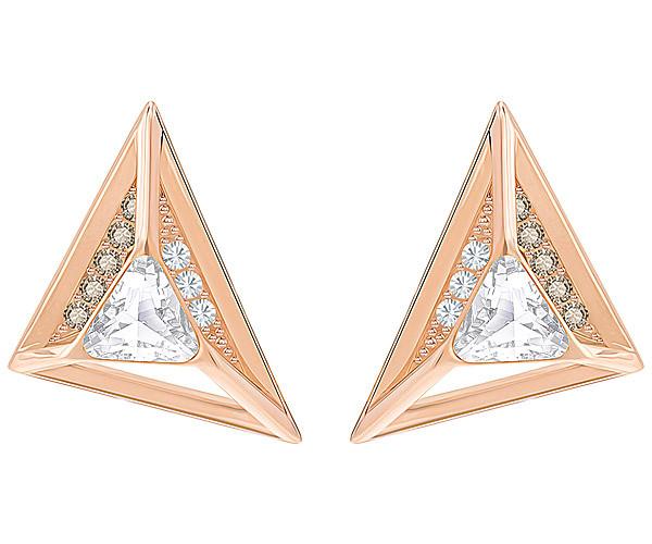 Swarovski Swarovski Hillock Triangle Pierced Earrings, White, Rose Gold Plating White Rose Gold-plated