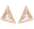 Swarovski Swarovski Hillock Triangle Pierced Earrings, White, Rose Gold Plating White Rose Gold-plated