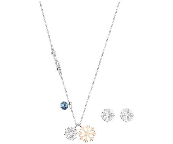 Swarovski Swarovski Duo Snowflake Set, Blue, Mixed Plating Teal