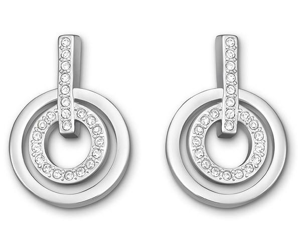 Swarovski Swarovski Circle Mini Pierced Earrings, White, Rhodium Plating White Rhodium-plated
