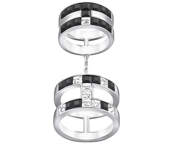 Swarovski Swarovski Atelier Swarovski By Viktor And Rolf, Frozen Crystals Double Ring Black Rhodium-plated