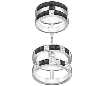 Swarovski Swarovski Atelier Swarovski By Viktor And Rolf, Frozen Crystals Double Ring Black Rhodium-plated
