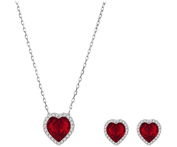 Swarovski Swarovski Cyndi Set, Red, Rhodium Plating Red Rhodium-plated