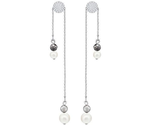 Swarovski Swarovski Canopy Chain Pierced Earrings, Multi-colored, Rhodium Plating Dark Multi Rhodium-plated