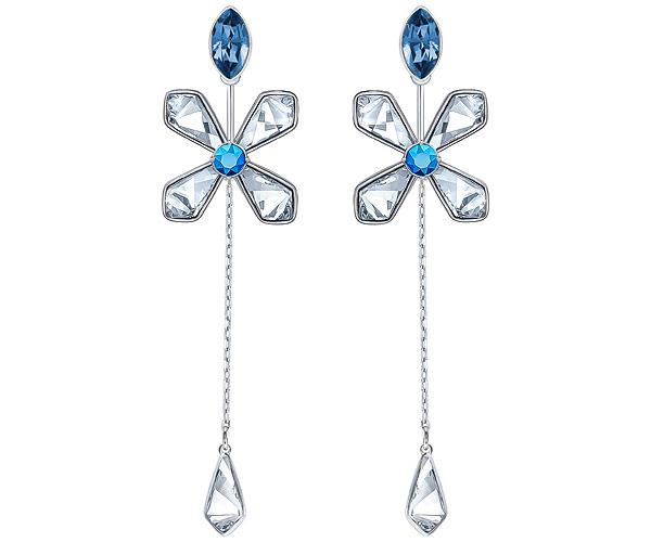 Swarovski Swarovski Liz Pierced Earring Jackets, Blue, Rhodium Plating Light Multi Rhodium-plated