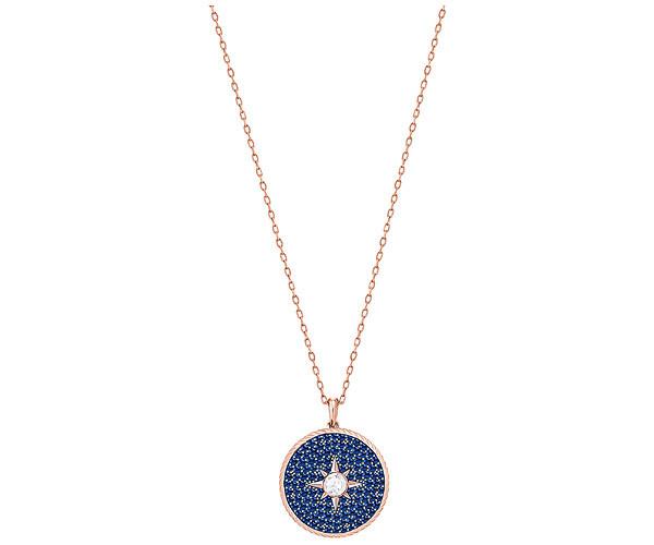 Swarovski Swarovski Locket Pendant, Blue, Rose Gold Plating Teal Rose Gold-plated