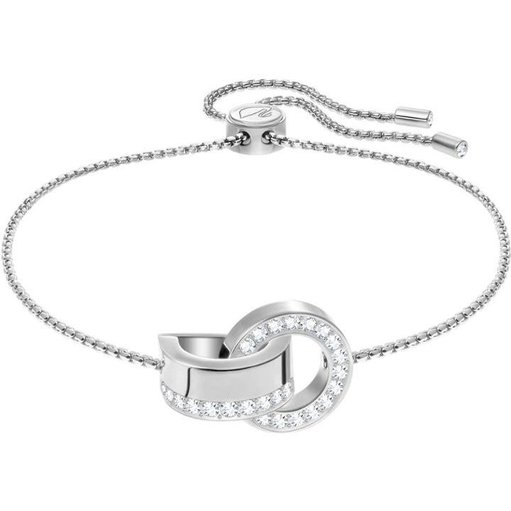 Swarovski Hollow Bracelet, White, Rhodium Plating