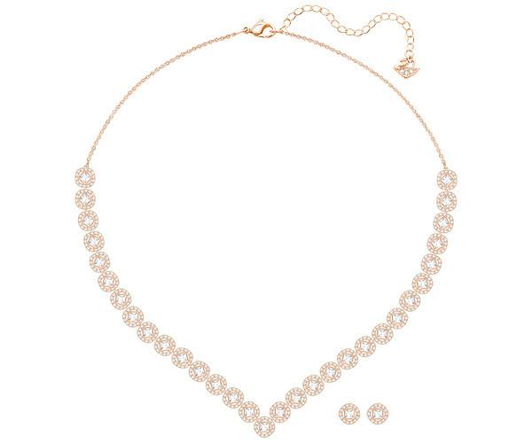 Swarovski Swarovski Angelic Square Set, Large, White, Rose Gold Plating White Rose Gold-plated