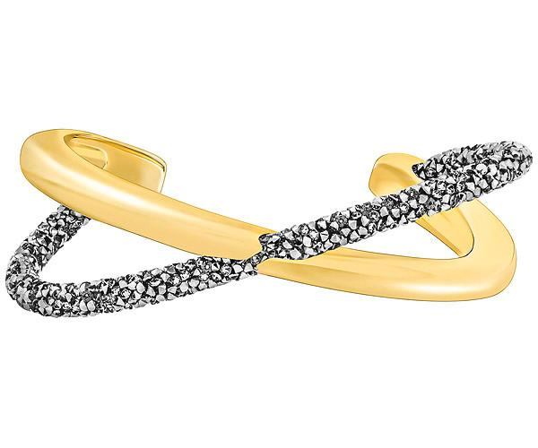 Swarovski Swarovski Crystaldust Cross Cuff, Gray, Gold Plating Gray Gold-plated