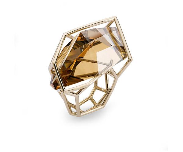 Swarovski Swarovski Atelier Swarovski By Fredrikson Stallard, Armory Large Ring Brown Gold-plated