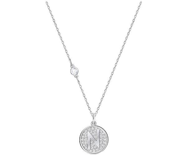 Swarovski Swarovski Letter N Pendant, White, Rhodium Plating White Rhodium-plated