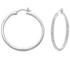 Swarovski Swarovski Sommerset Hoop Pierced Earrings, Medium, White, Rhodium Plating White Rhodium-plated