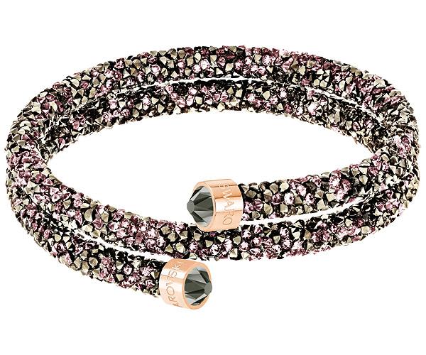 Swarovski Swarovski Crystaldust Double Bangle, Multi-colored, Rose Gold Plating Brown Rose Gold-plated